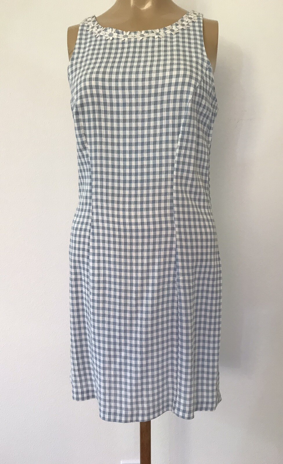 Vintage 90s BLONDIE AND ME Summer Dress Size 5 Blue Gingham Pattern w/Daisies