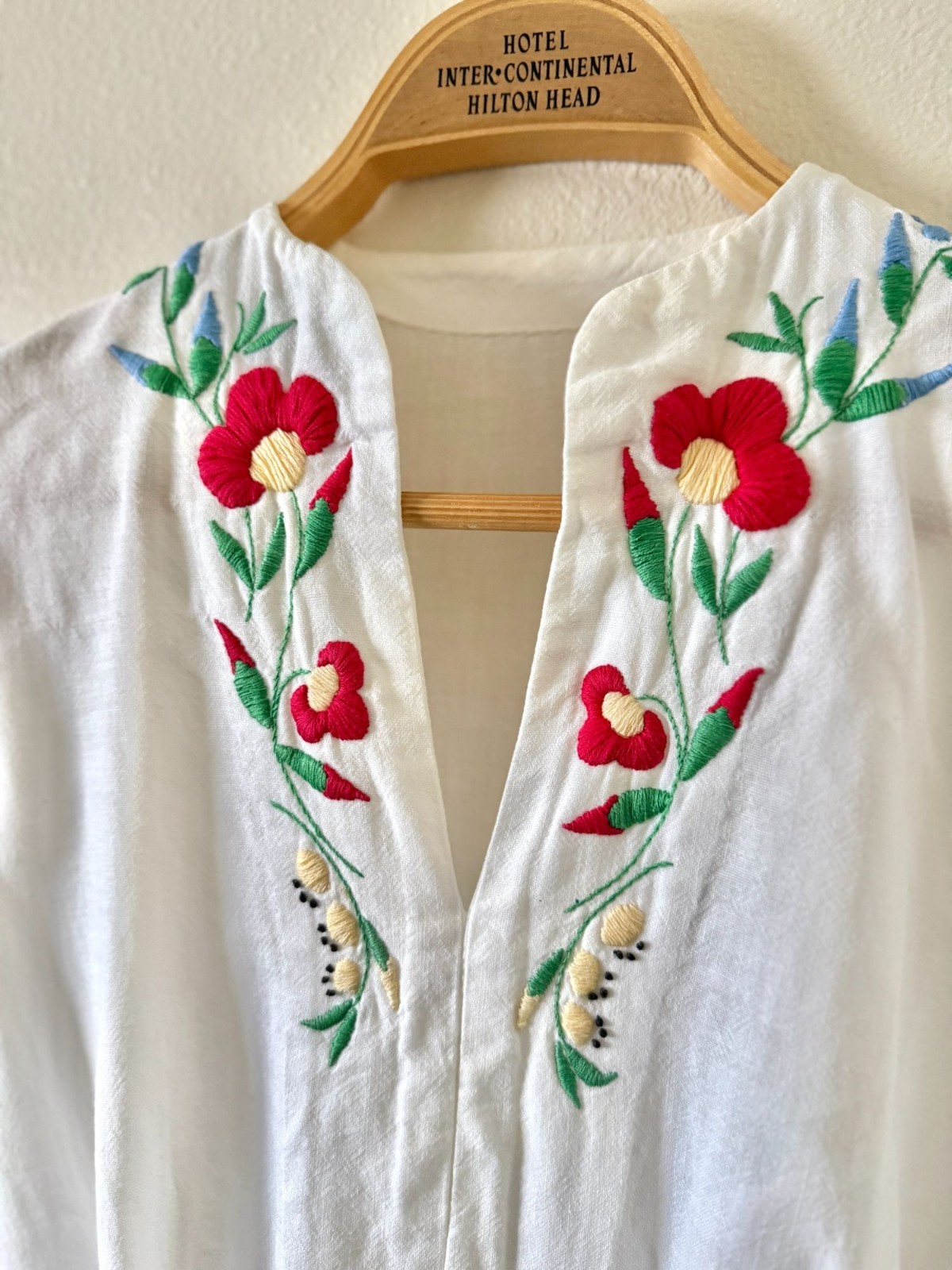 Vintage 1940s Short Sleeve Flour Sack Dress With Floral Embroidery Detail And Me