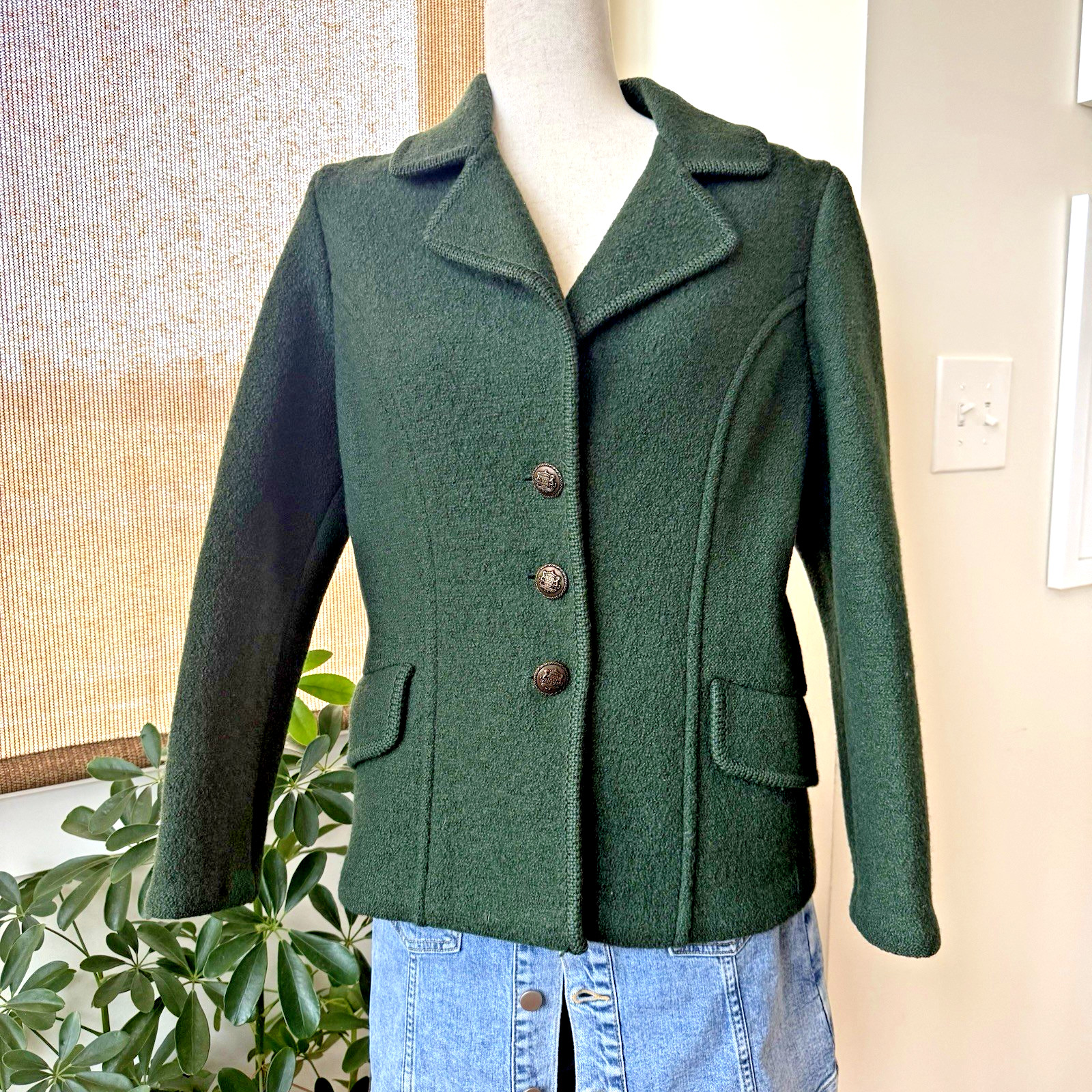 Vintage Salzburger Shetland Wool Jacket Women’s Large Austria Hunter Green