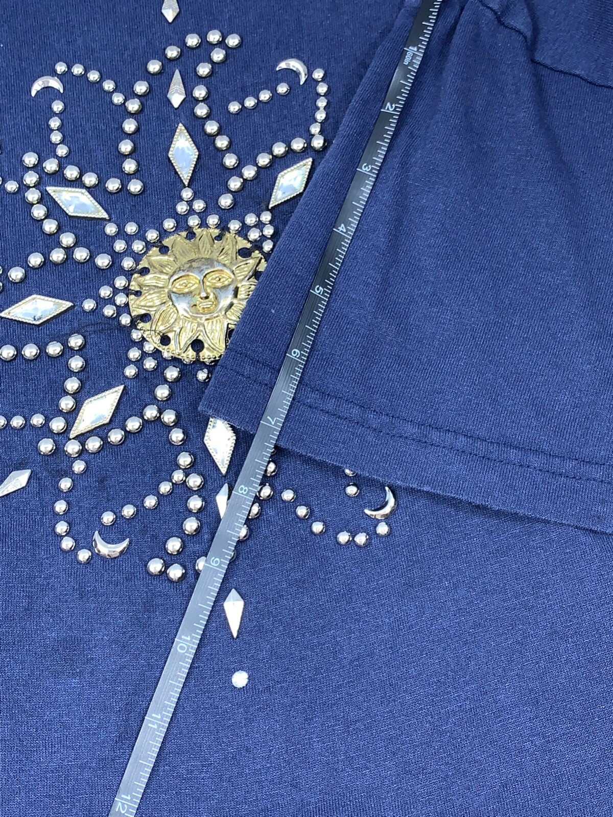 Vintage Casual Wear Bedazzled T Shirt Studded Embelished One Size USA #4540