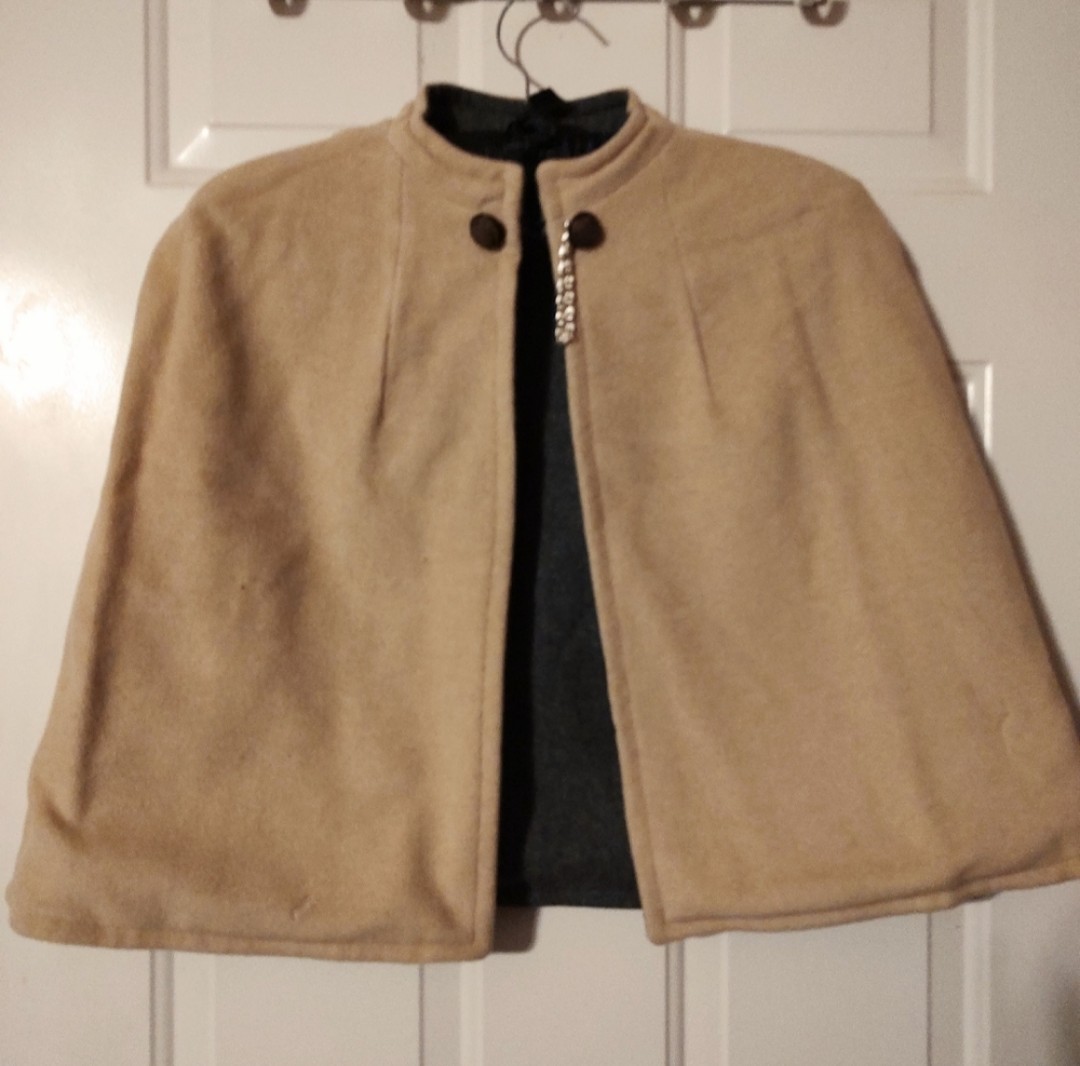 🩶🐑🤎 Stunning RARE Antique Vintage Reversible Wool Cape Shawl Wrap Stole Frock