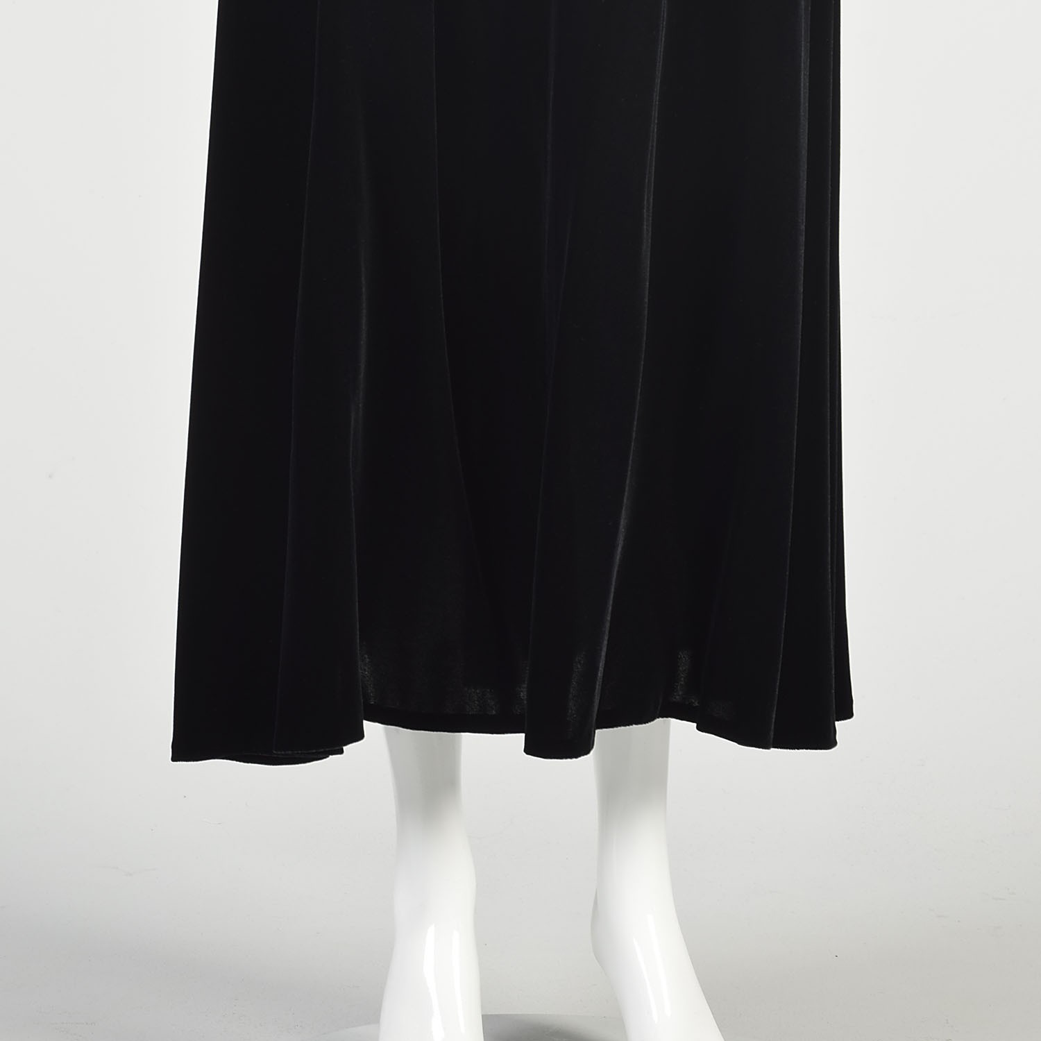 Small 2000s Ralph Lauren Black Velvet Midi Skirt Silk Rayon Formal Evening