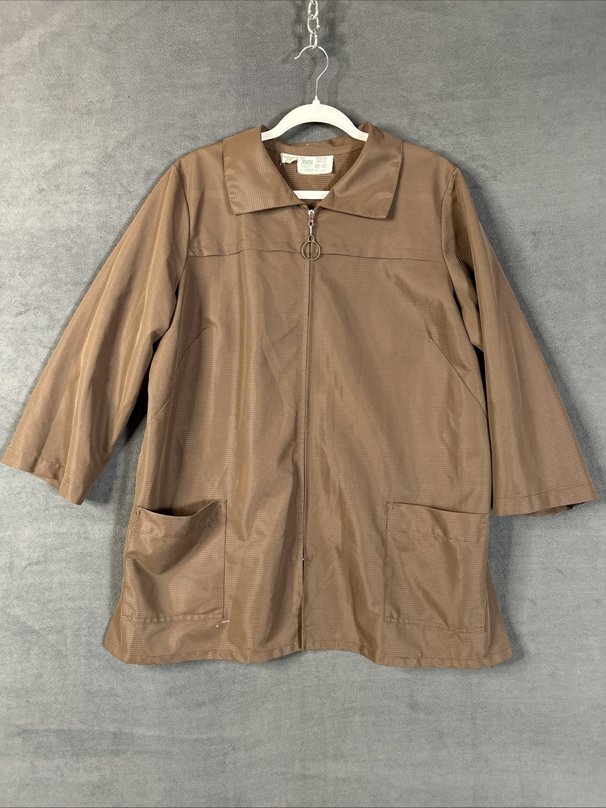 Vintage Shane Uniform Co. Shirt L-71283 Brown Talon Zip up Cover up