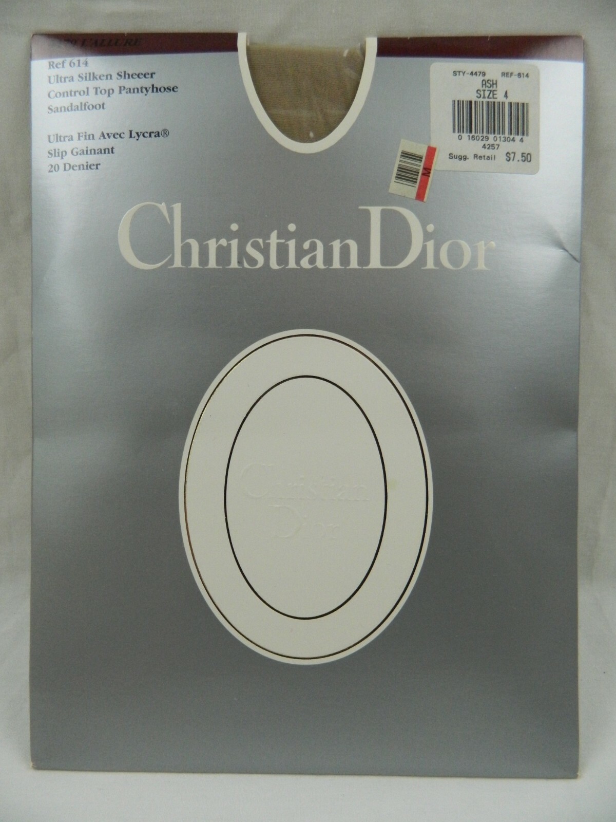 VINTAGE CHRISTIAN DIOR PANTYHOSE SIZE 4 ULTRA SILKEN SHEER ASH 4479