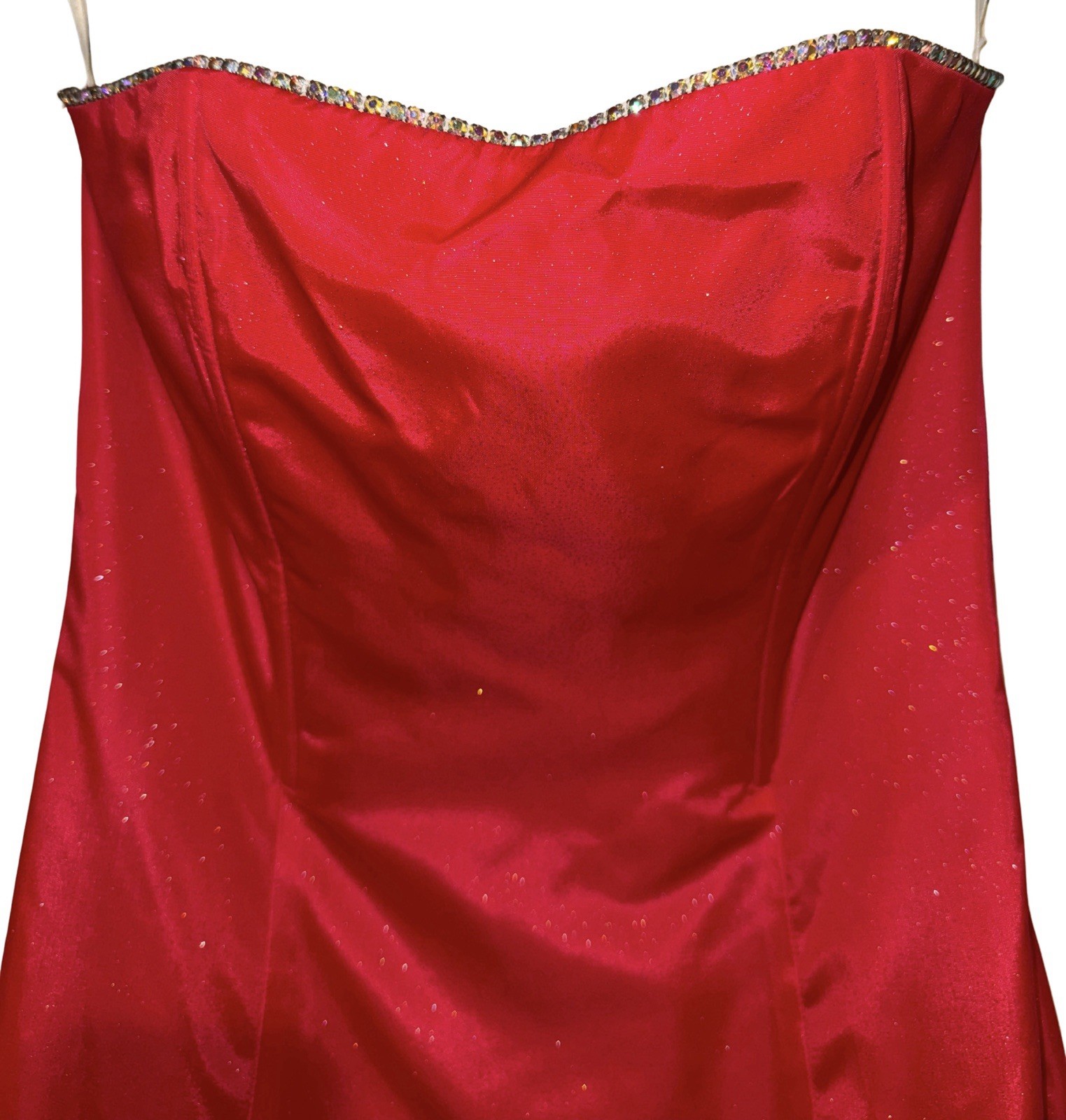 Vintage Y2K Gunne Sax Jessica McClintock A-Line Rhinestone Red Glitter Dress 3