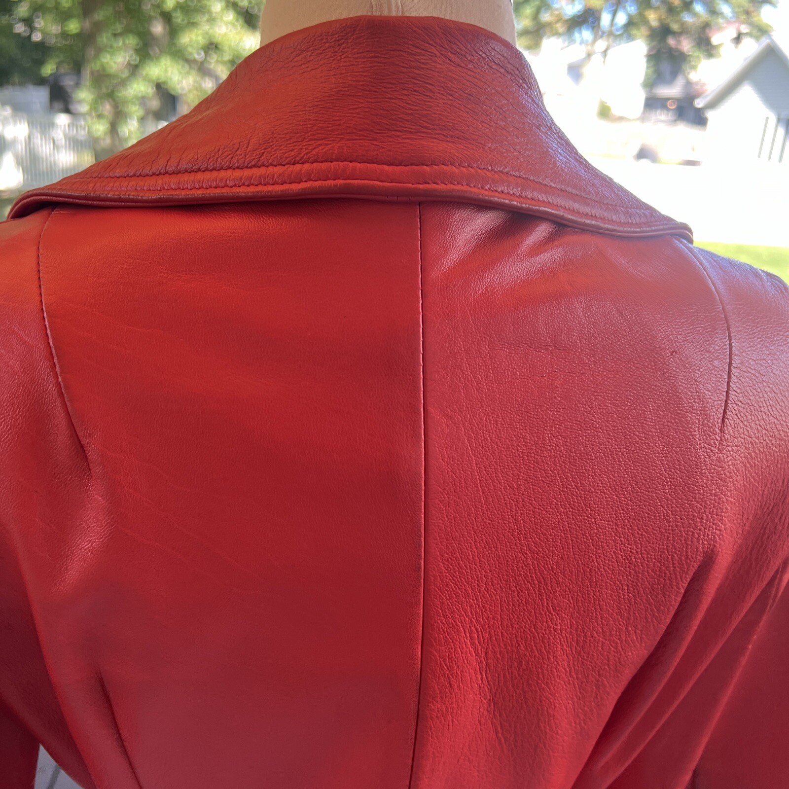 70’s Red Orange Leather Belted MOD jacket By The Parisian New England Sportswea
