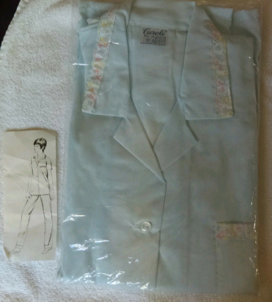 Vtg Carole 2 Piece Pajama Set, Sz 40