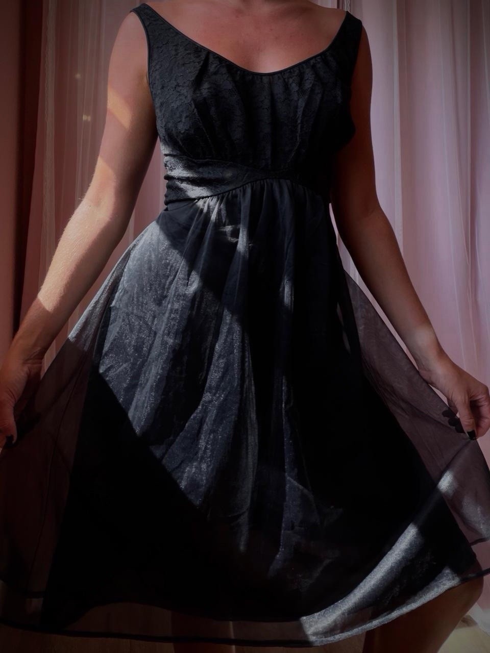 1940s Black Organza Vanity Fair Slip Dress