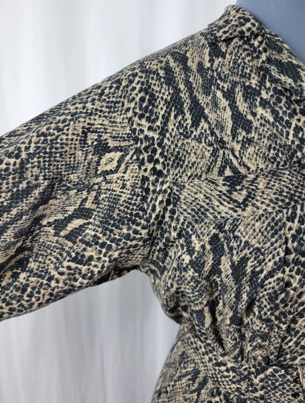 Vintage Taurus II Brown & Black Snakeskin Print Dress & Matching Belt Size 10