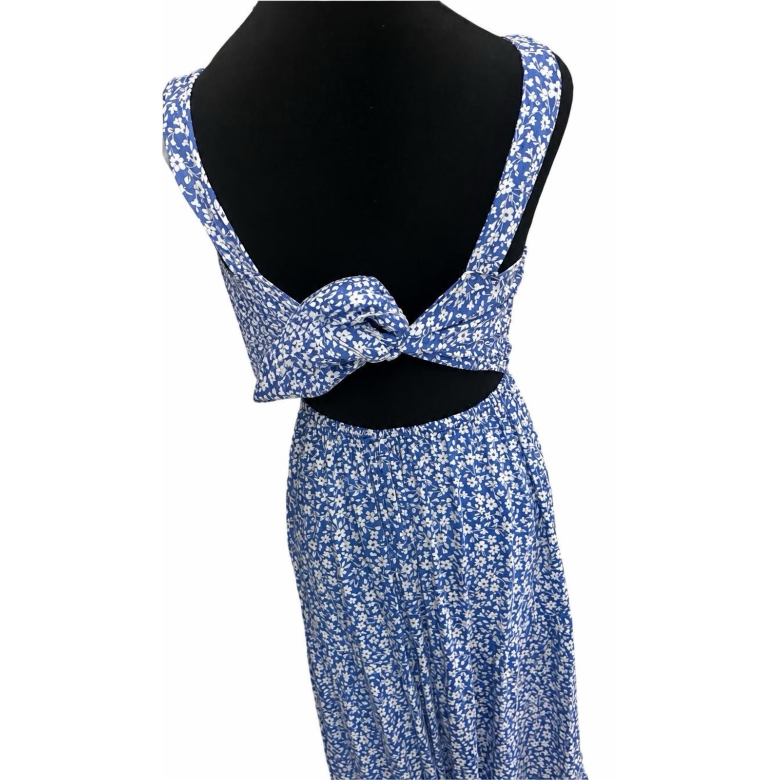 Blue Ditsy Floral Maxi Dress Small Romantic Boho Romantic Ruched Bust Just Found