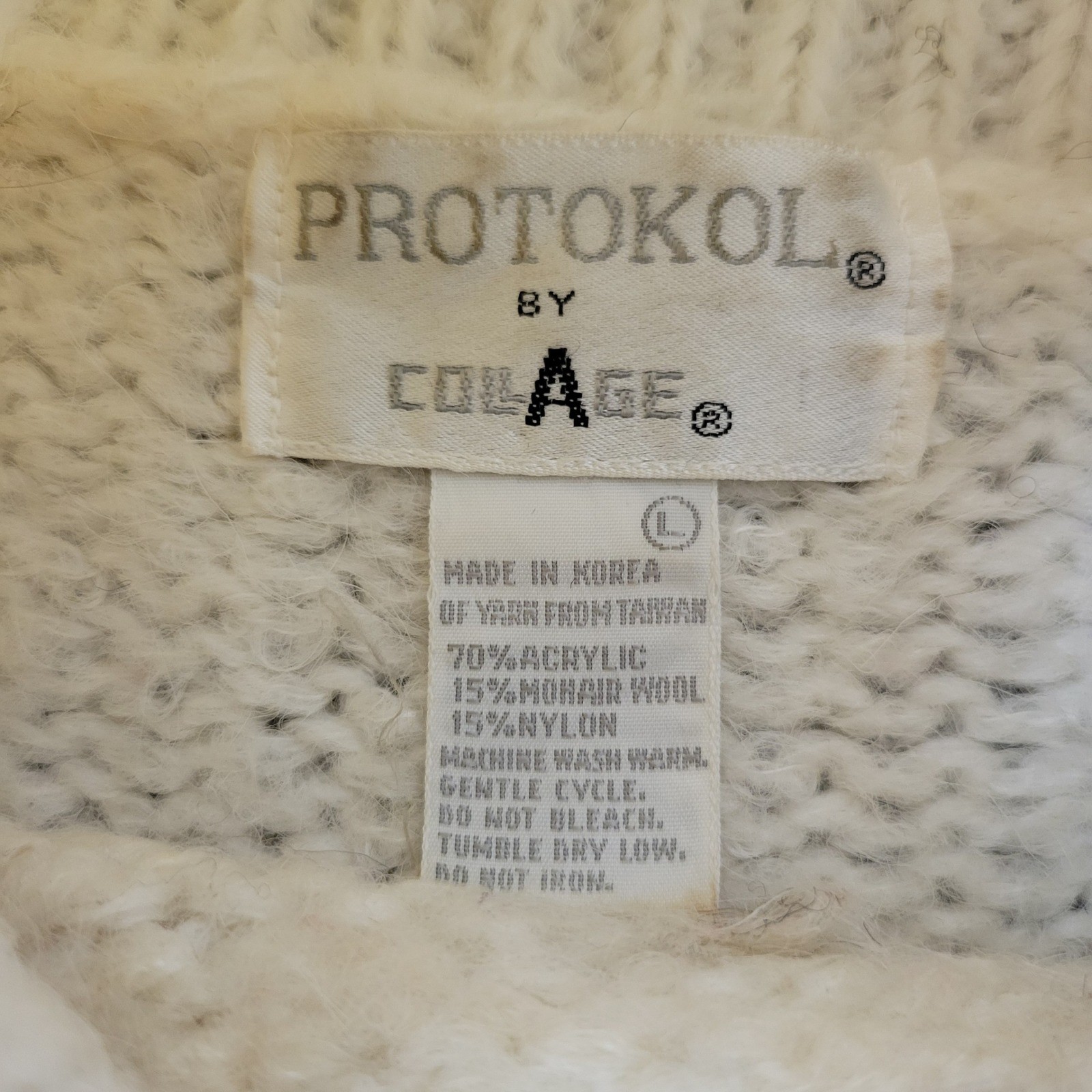 Protokol by Collage Vintage Mohair Blend Chunky Geometric Turtleneck Sweater L