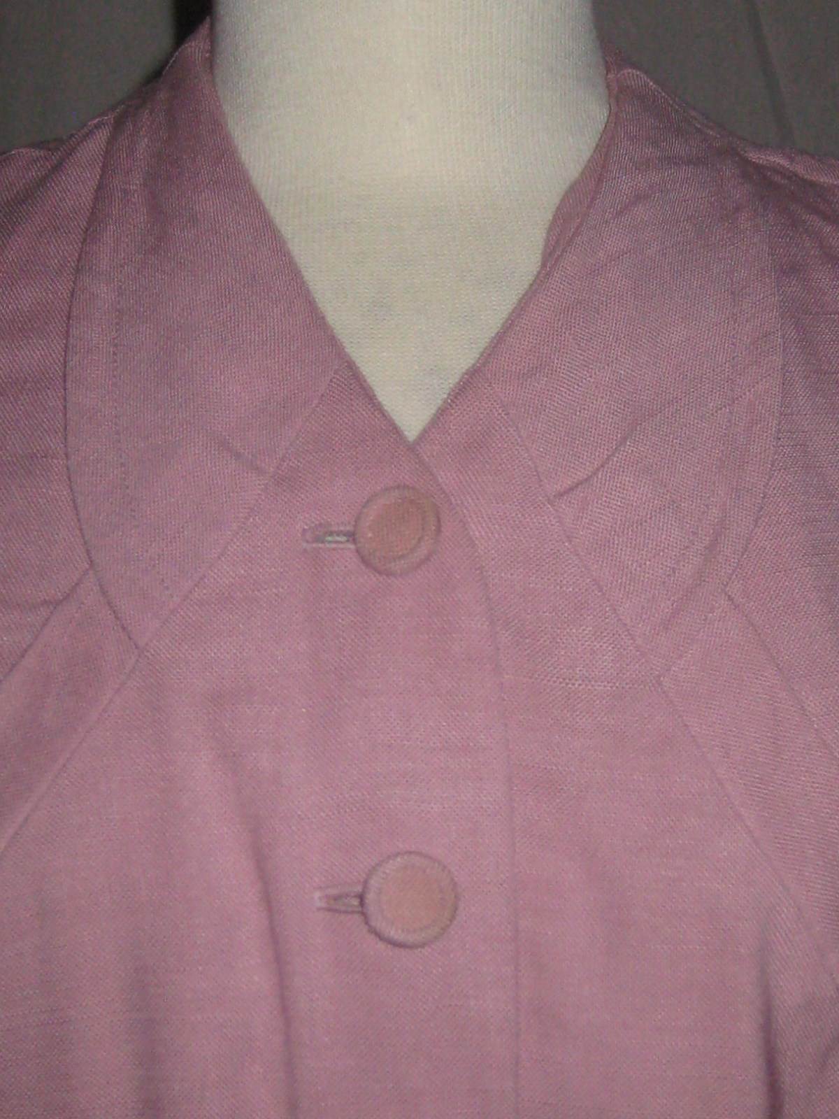 Vintage 1950s Linen Suit Short Sleeve Jacket Dress Skirt Betty Rose Cameo Pink
