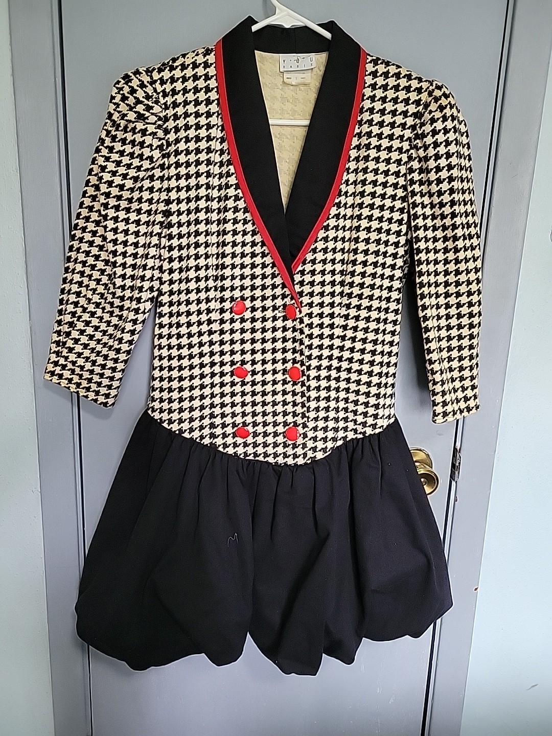 You Babes Dress Black And Red Houndstooth Bubble Skirt Sz 5 Made In Usa Vintage