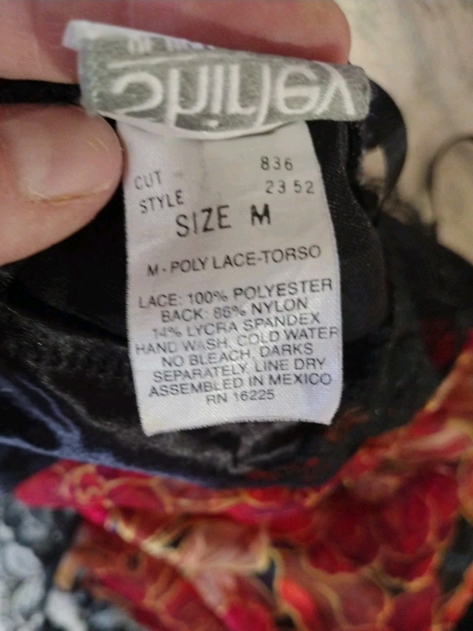 Shirley of Hollywood Vintage S/M Black & Red Floral Teddy/One-Piece Lingerie