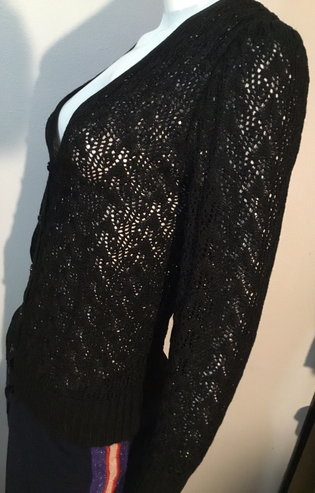VTG 80s Vivanti Bullocks Wiltshire Black Cardigan Sweater Vintage 8