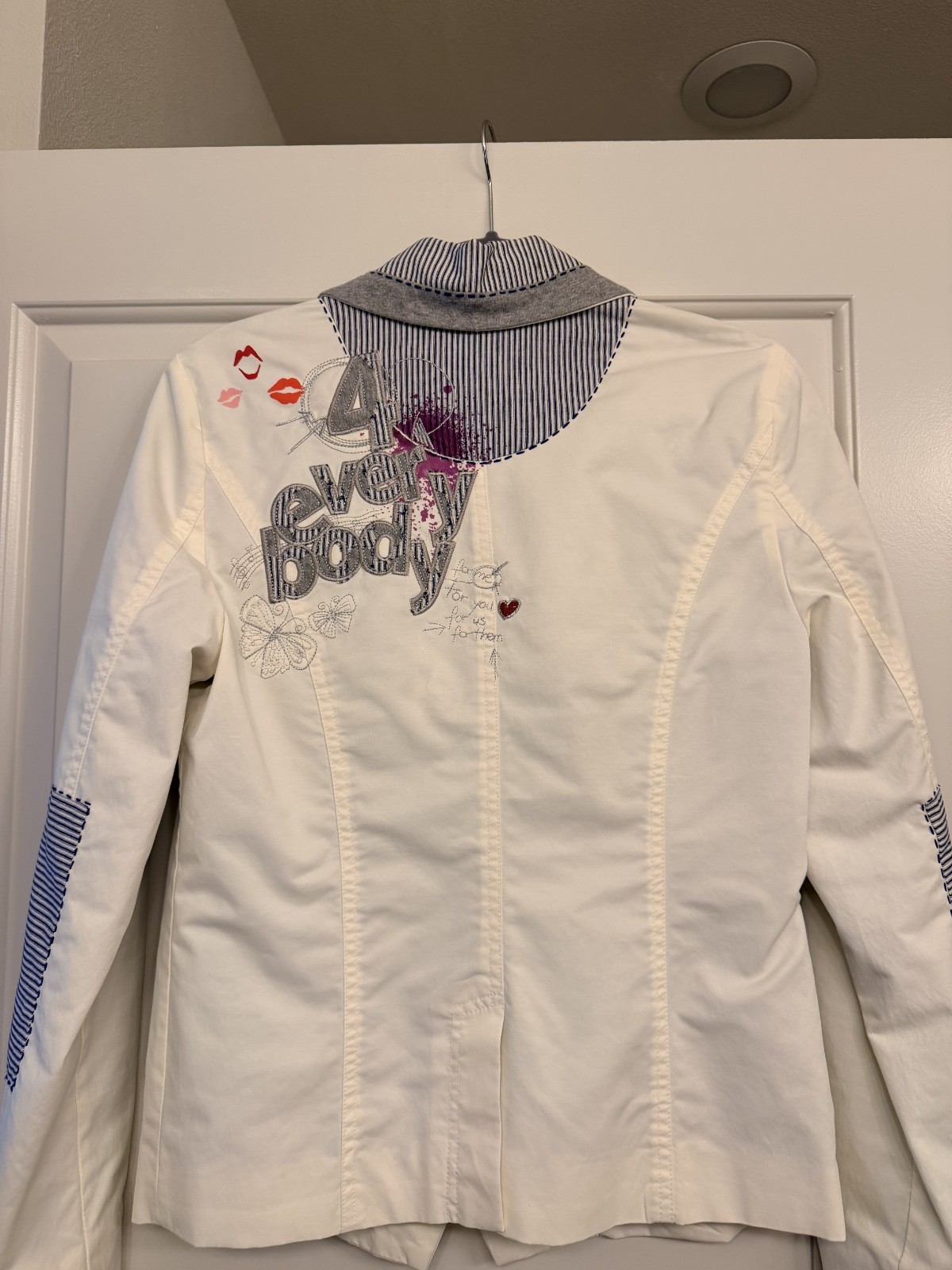 Desigual Cream Blazer Colorful Buttons European Statement Jacket Rare