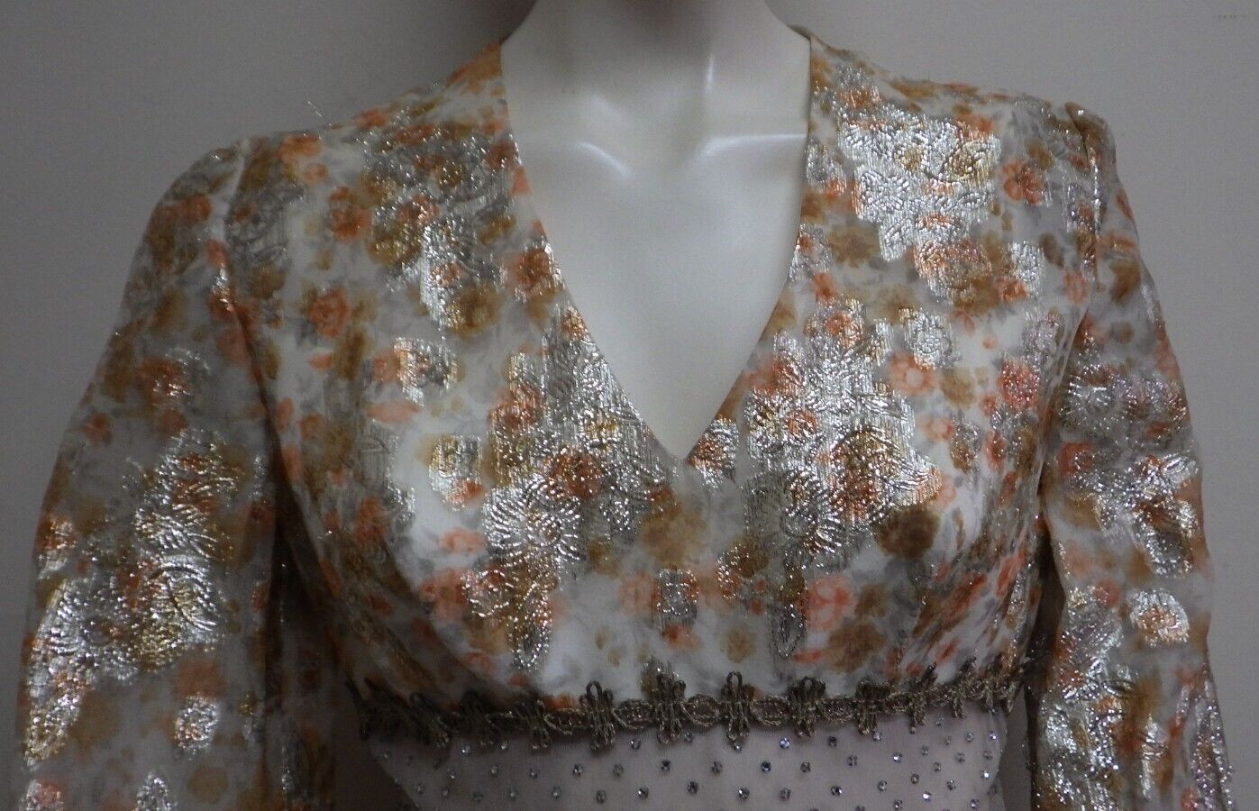 Vtg 60s Kiki Hart Gold Lame Rhinestone Prom Cocktail Party Dress Union Made Sz 6