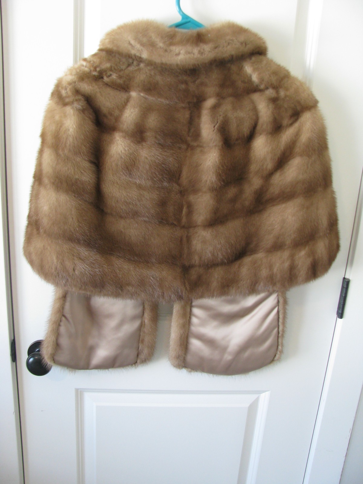 Vtg 1950s 60s Mink Fur Stole w/Tails Champagne Blonde Wedding Wrap Cape Coat R7