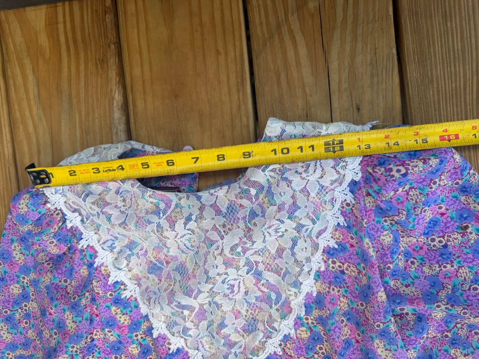 Vintage 80s JT Dress Floral Prairie Dress Lace Collar Purple Sz 6 Cinched Waist