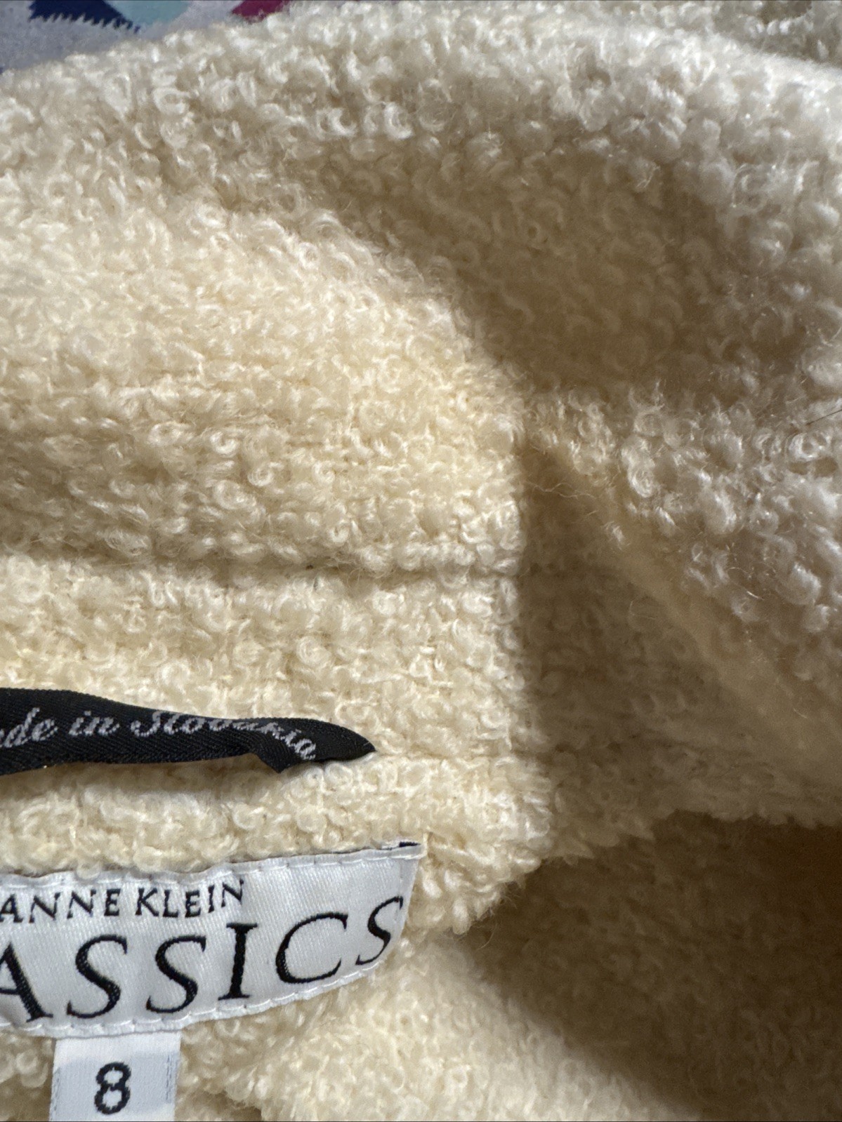 Vtg Anne Klein Classics Cream Wool Bouclé Long Coat Sz 8 Deadstock NWT