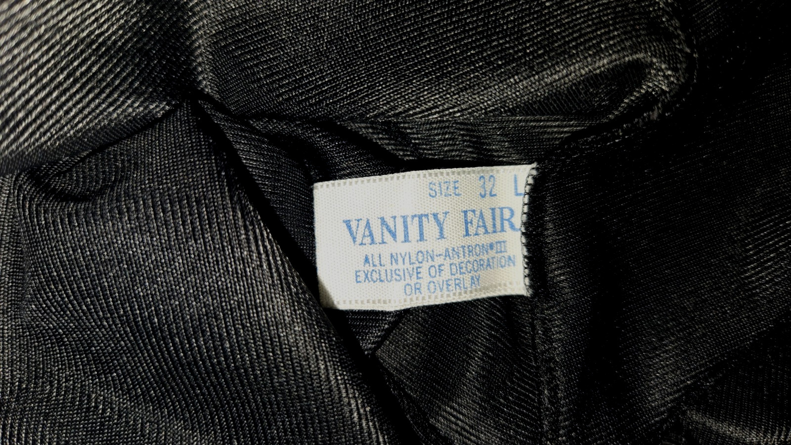 Vintage Vanity Fair Black Nylon w/ Lace Full Slip Size 32L