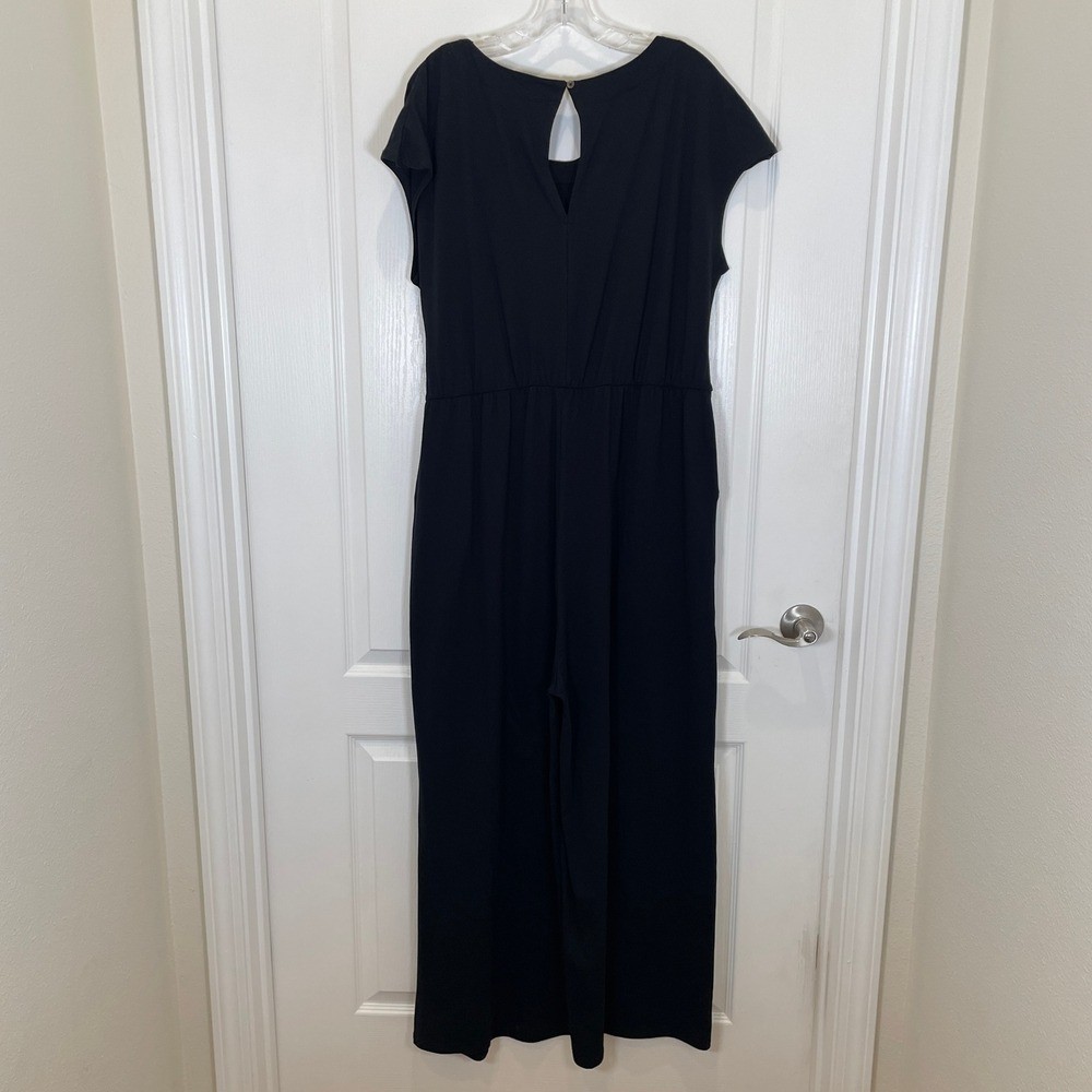 Pact Black Cap-Sleeve Wide-Leg Jumpsuit