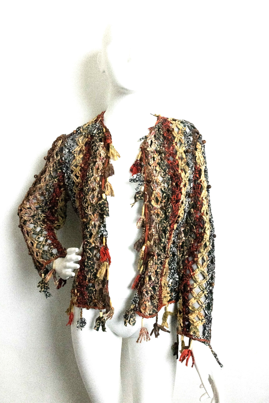 Sandy Starkman Womens Vintage Open Macrame Cardigan Sweater Size PS Autumn