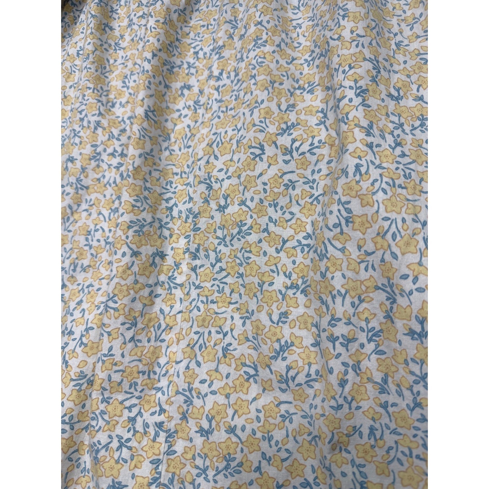 Vintage Liberty House Dress Women M Petite Yellow Blue Floral Good Times Ruffle