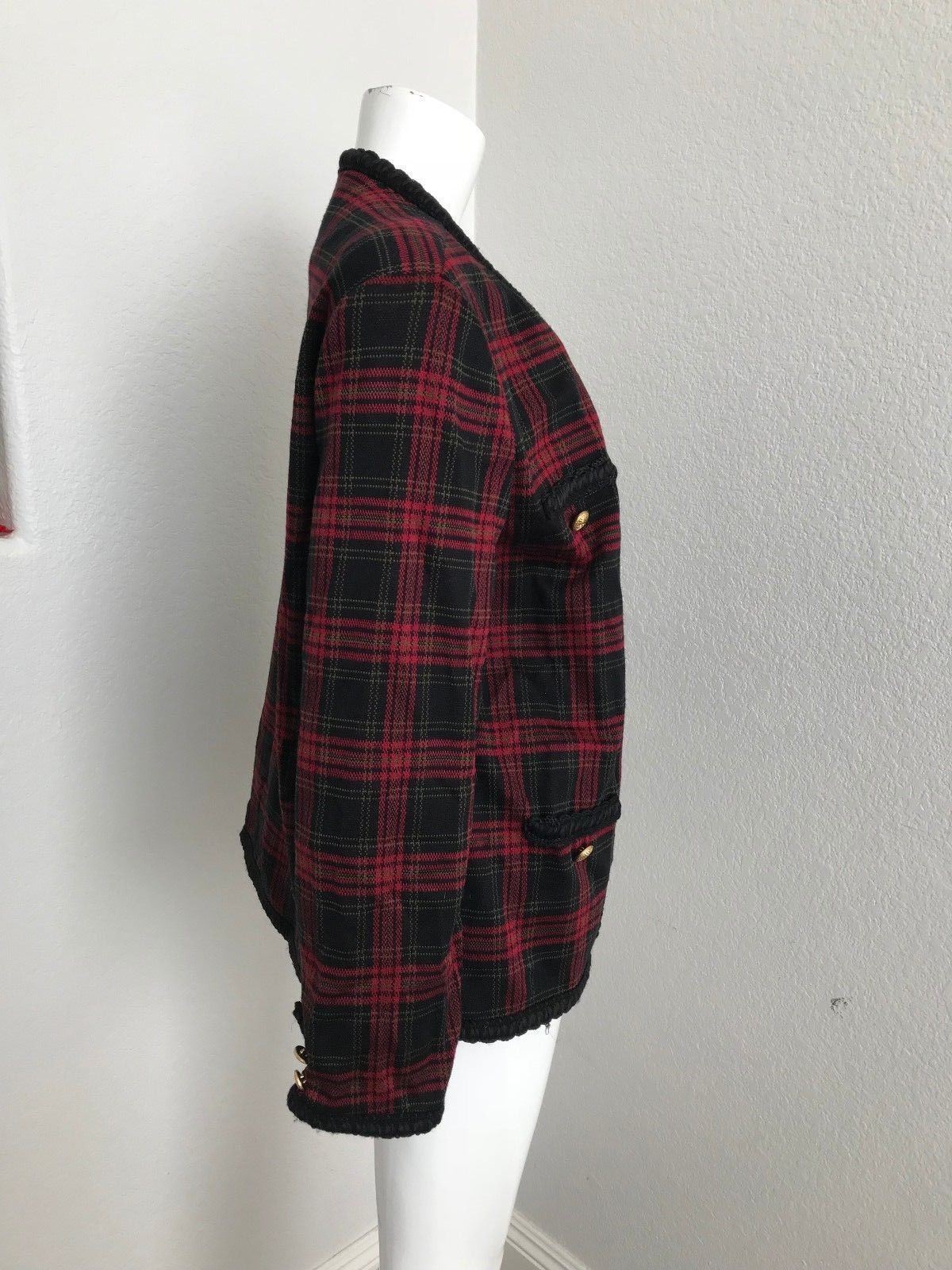 Cricket Lane Red Black Checked Jacket 16 USA Blazer Cardigan Plaid