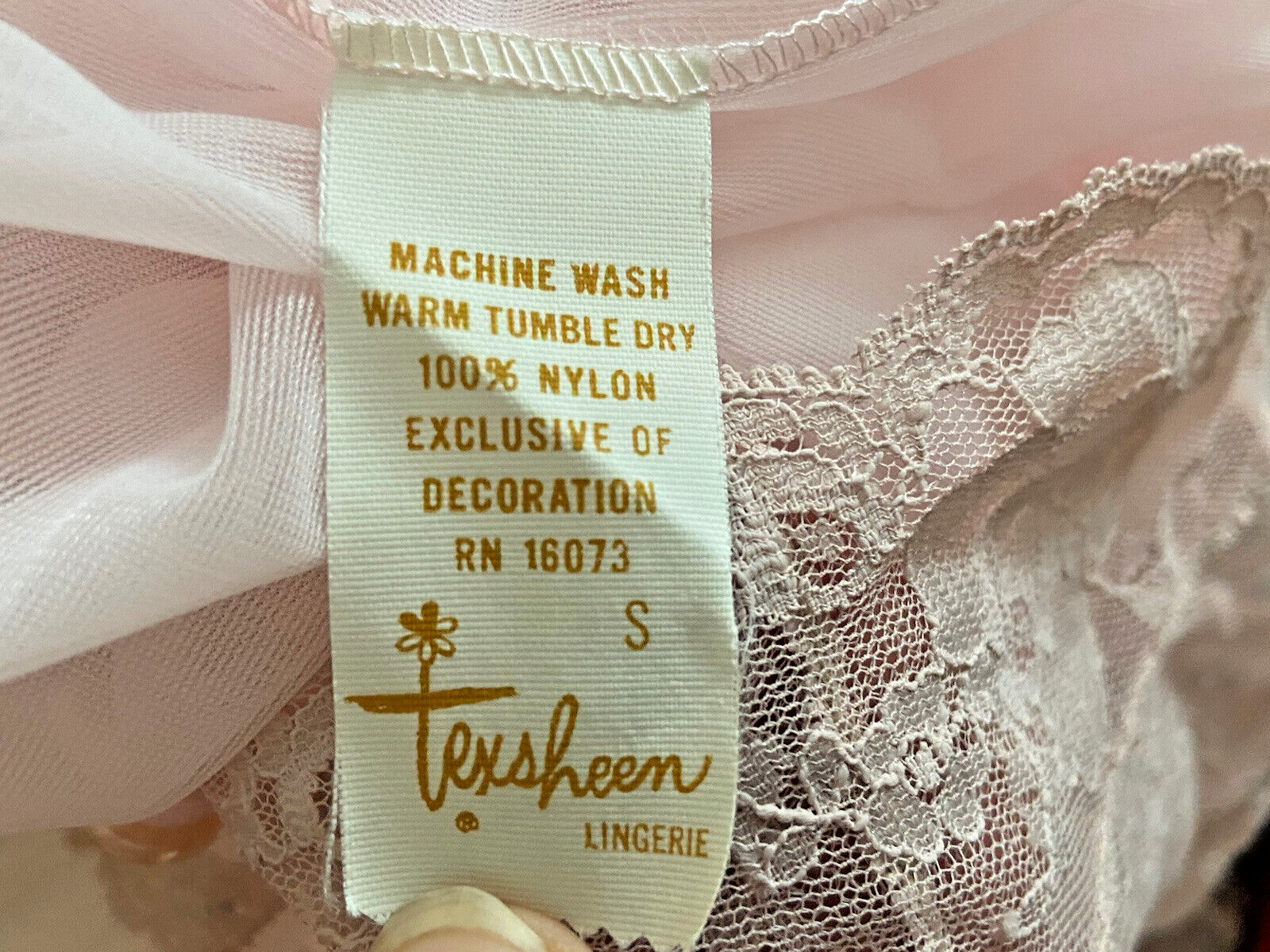 Vintage Texsheen Pink Peignoir Robe Size Sheer Lace Glamorous Hollywood Size S