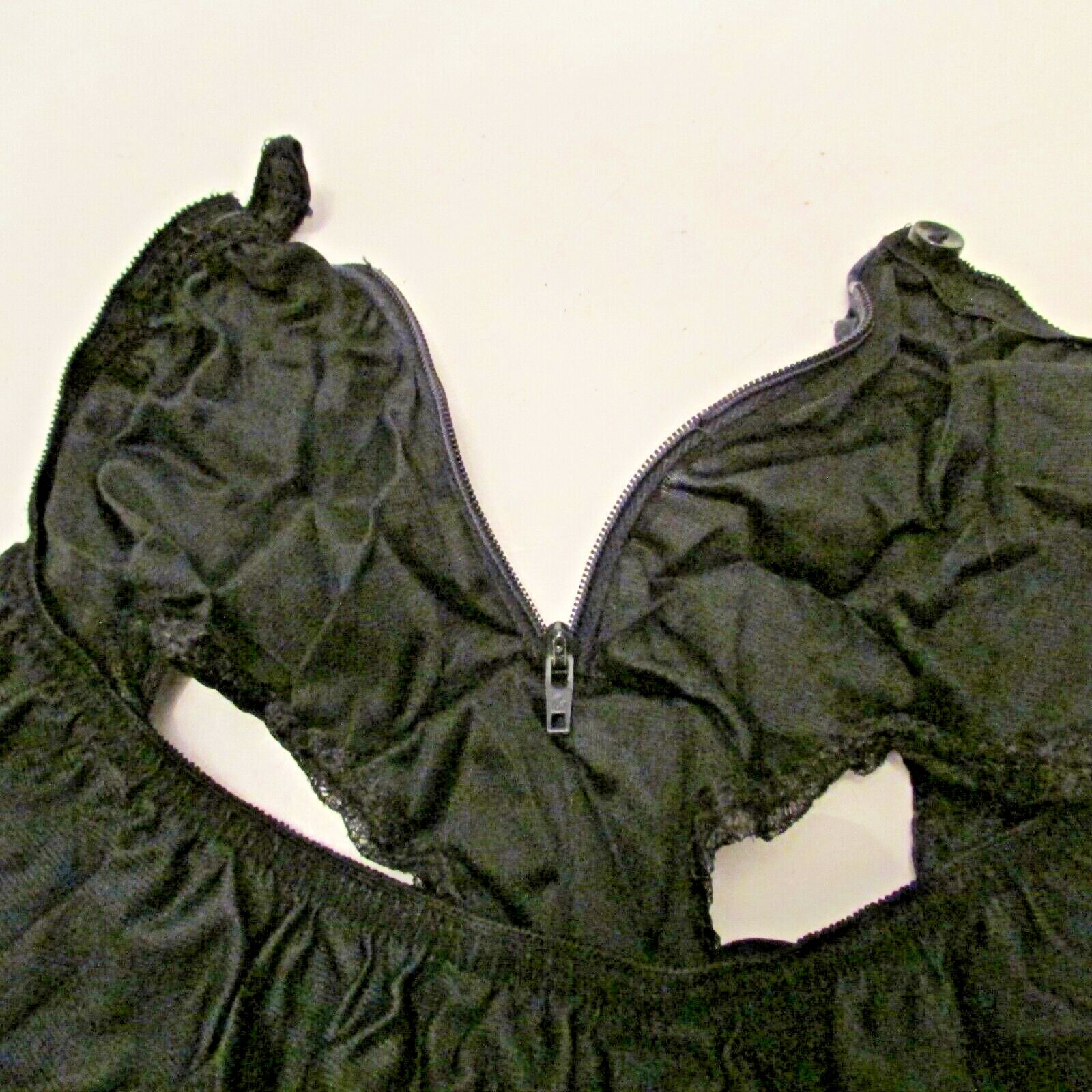 50’s Black Semi Sheer Silky Nylon Zipper Button Closure Bikini Panty S USA made