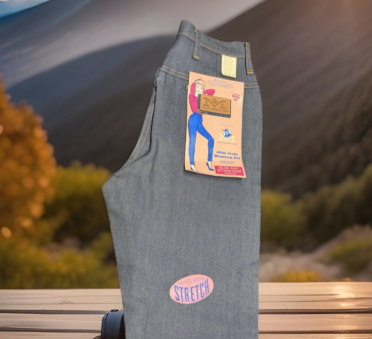Vtg 70s Maverick Blue Bell Western Stretch Jeans NOS NWT Misses 14 Slim