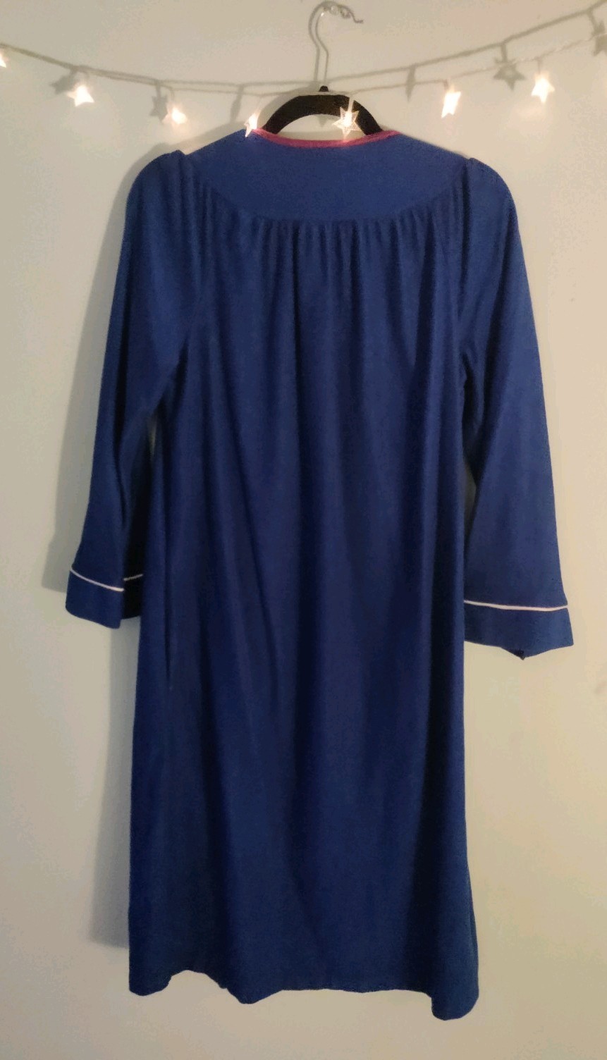 Lindsay Jordan Vintage Women’s Small Embroidered Nightgown Blue Floral Cottage