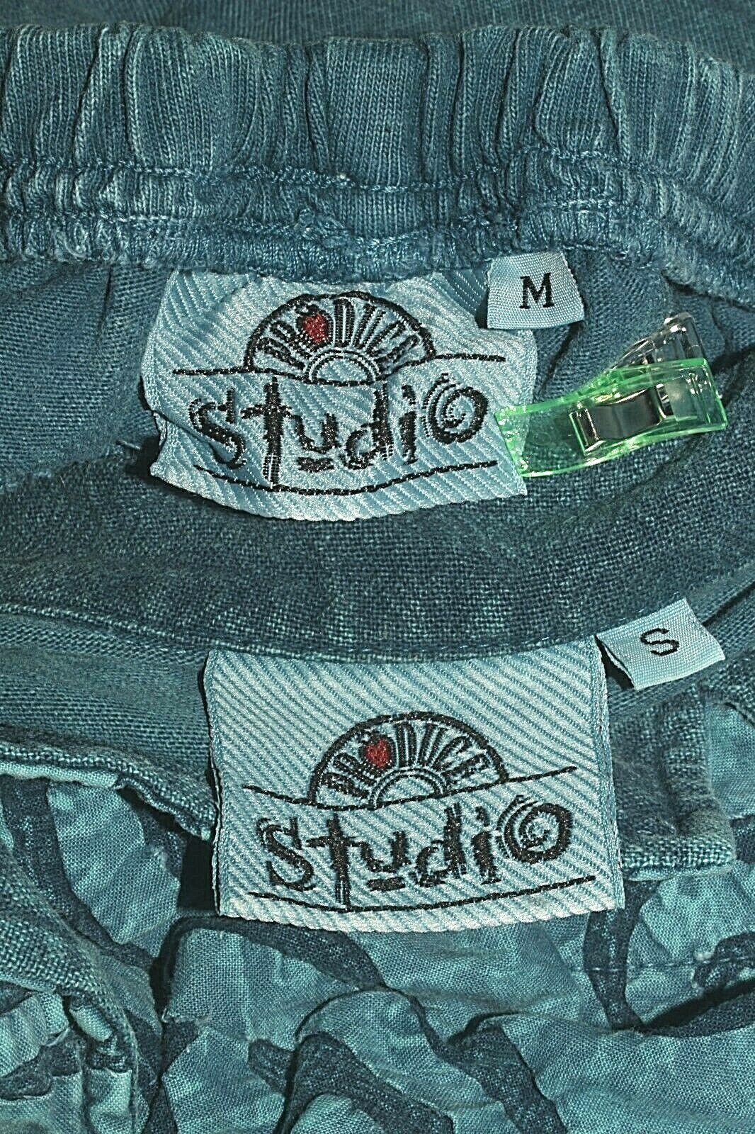 VINTAGE PRODUCE CO STUDIO Pants Jacket 2 pc Cotton Teal Green USA Sz S/M *VG