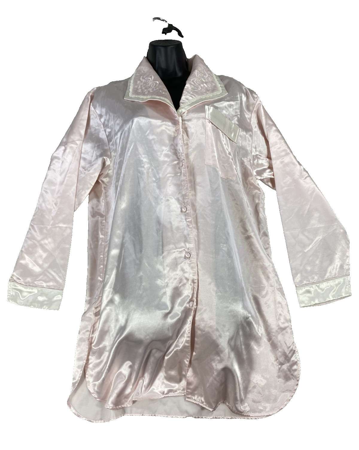 Vintage Delicates Nightgown Top Medium Satin Light Pink Nightie Bed Robe Shirt
