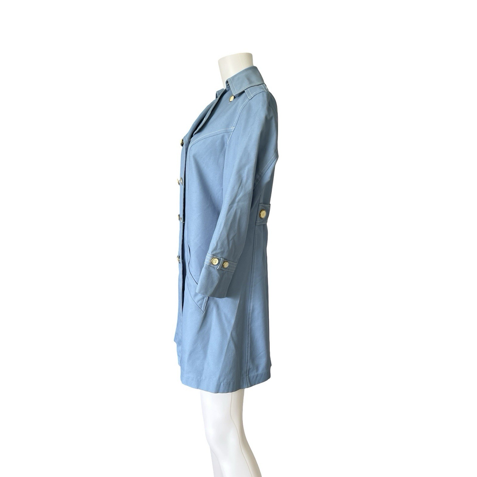 Vintage 60s Wear in Good Health Short Trench Coat Double Breasted Blue