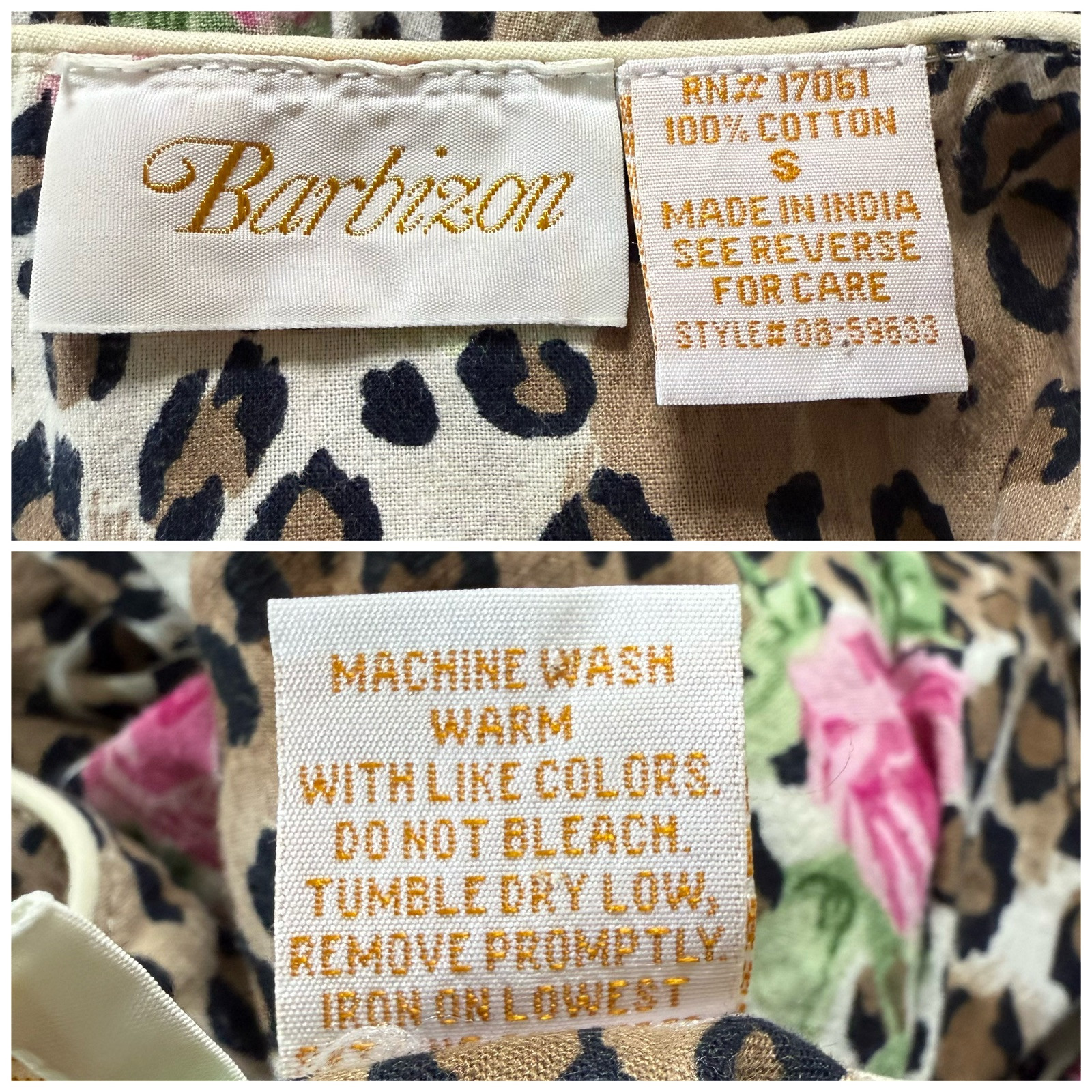 1980s Vintage Barbizon S Animal Print Floral Nightgown Muumuu House Dress Cotton