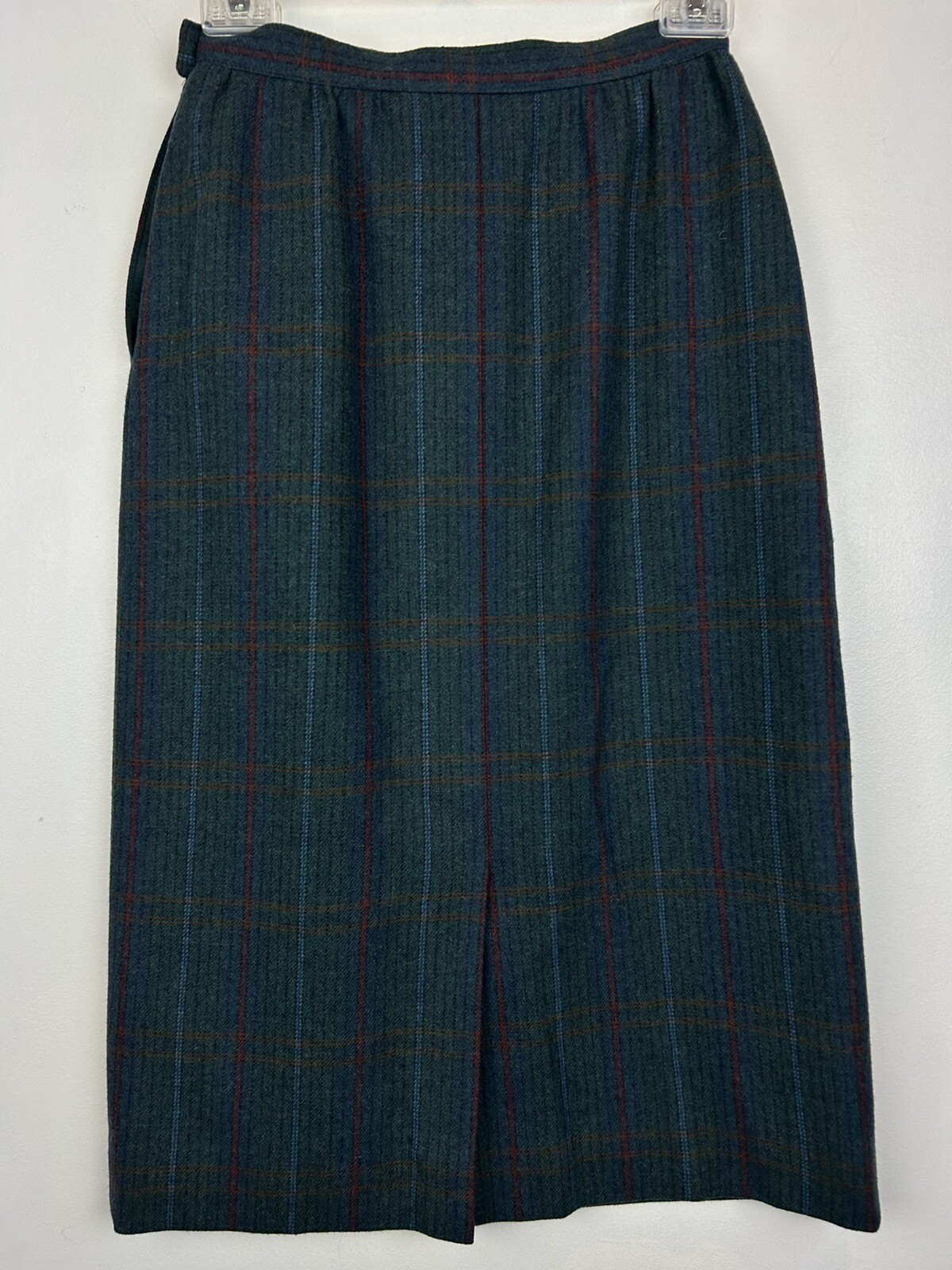 Vtg Pendleton Skirt Women 4 Green Pockets Lined 100% Virgin Wool Plaid Classic