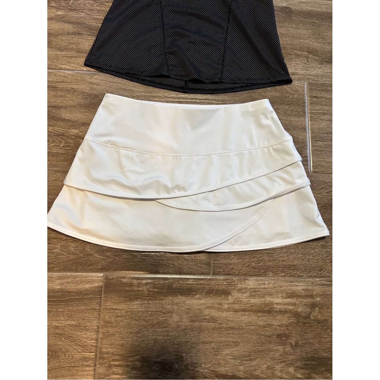 Lucky in Love White Sz S Activewear Set RUFFLED Bottom & Polka Dot Tank Tennis
