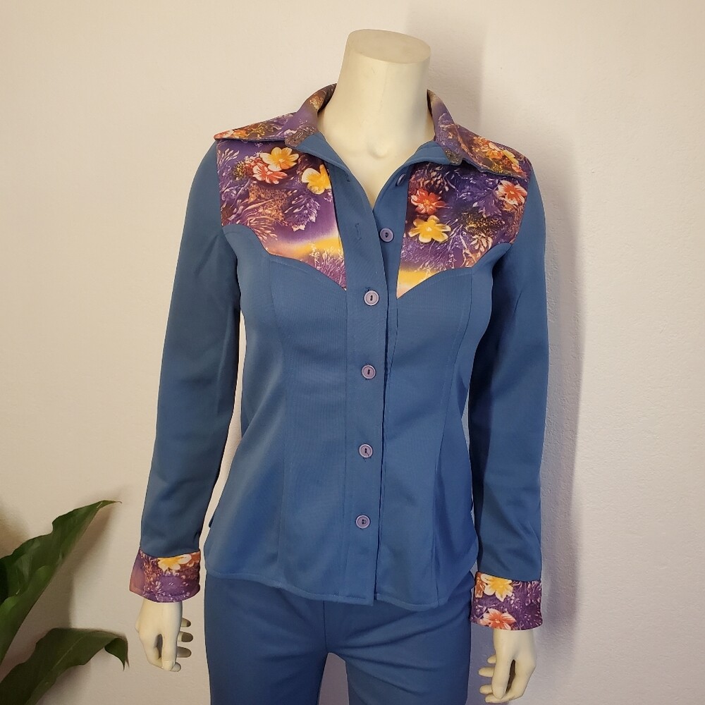 Funky Vintage 70s Leisure Wear Bell Bottoms Set S/M