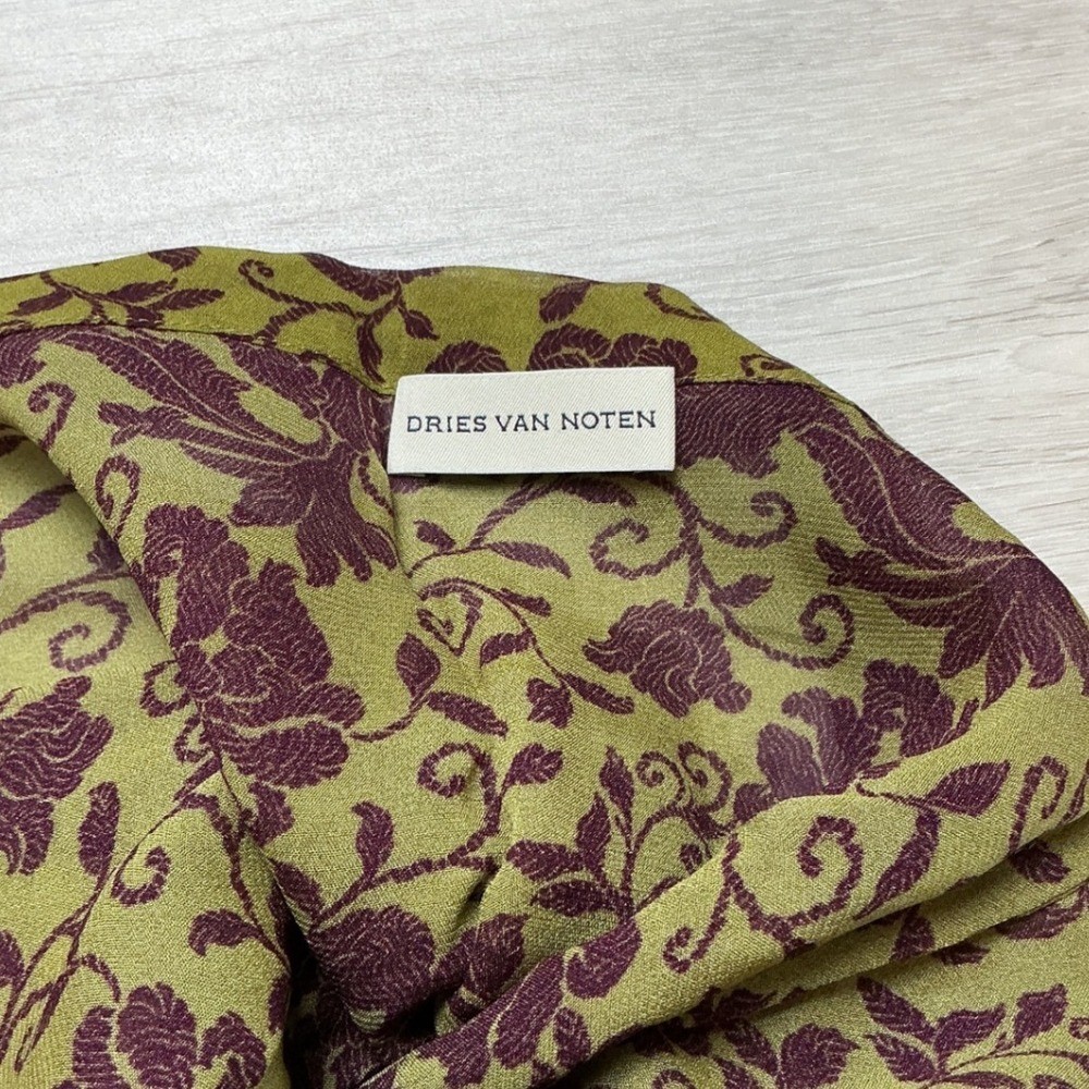 Dries Van Noten Floral Viscose Pants Green Burgundy Size 40/US 4 Gently Used