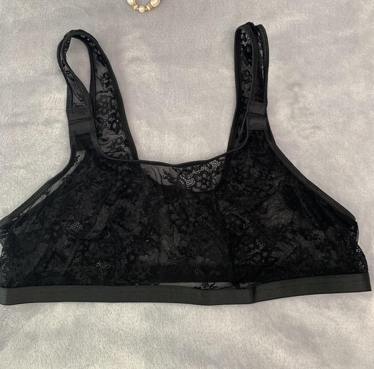 NEW SEE Thru Sheer 38 40 Bra / Bralette Soft NO WIRES XL Unique Design