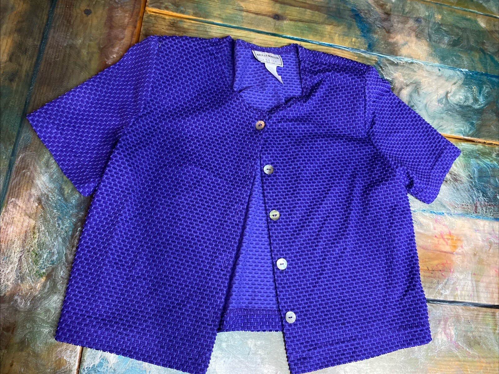 Vintage 70’s Molly Mallow Petite Purple Casual/Party Dress/ Jacket Size 8