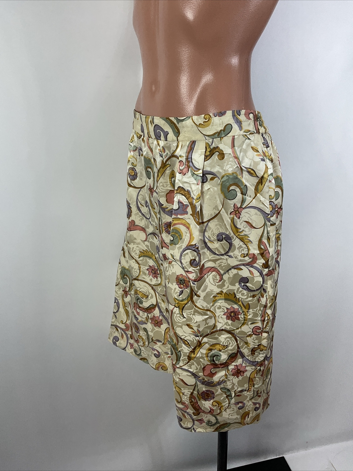 VTG Adrianna Papell Champagne Paisley Silk Formal Evening Skirt Suit PLUS 24W