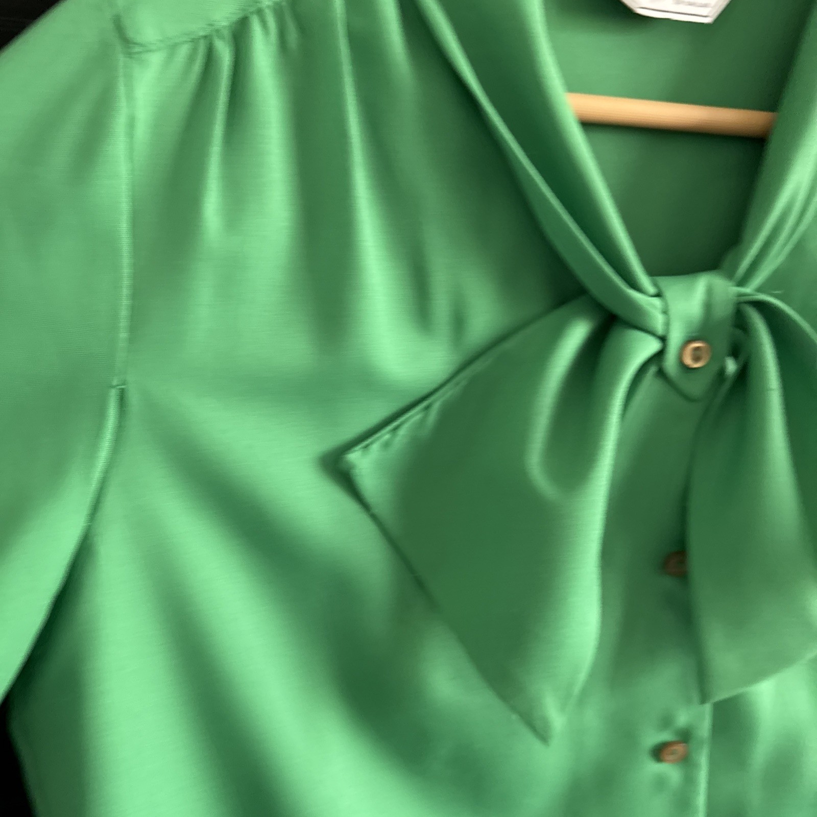 Donovan Galvani vintage green blouse 12 Retro Secretary Mod Academia Bow Front