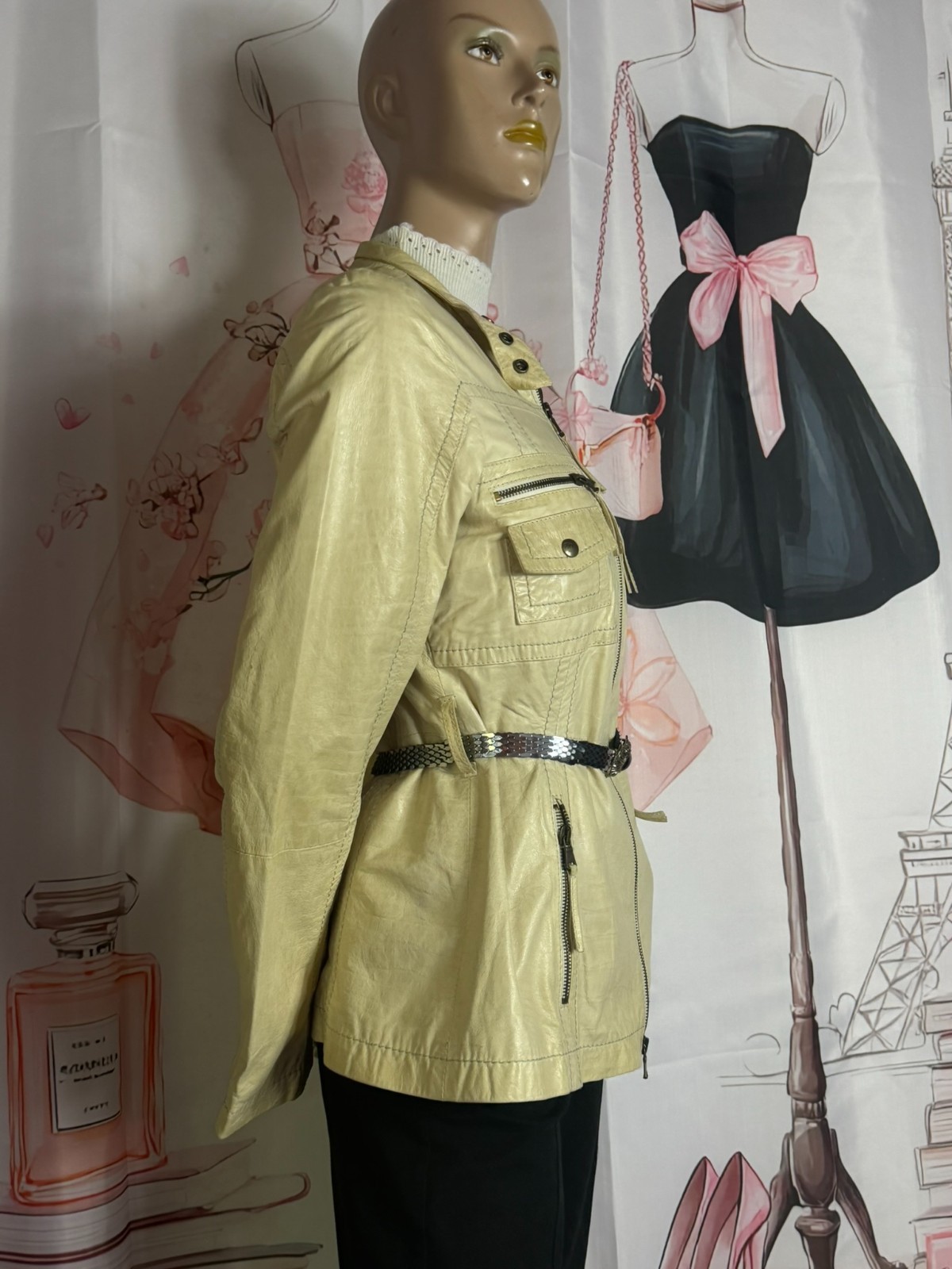 MCS Marlboro Classics Lambskin Leather Jacket 36 38 Vintage Y2K Italian Utility