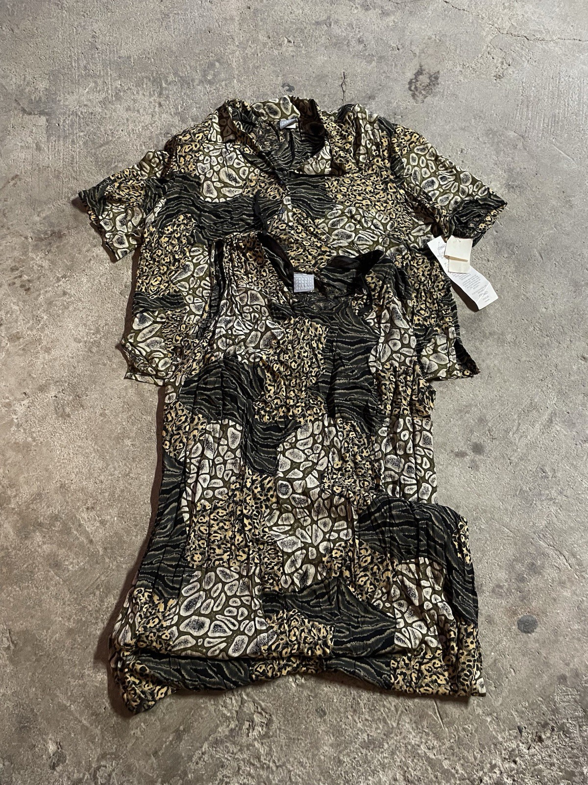 VTG 80s rabbit Designs Women’s All Over Print Leopard 2 Piece Dress Size 22W