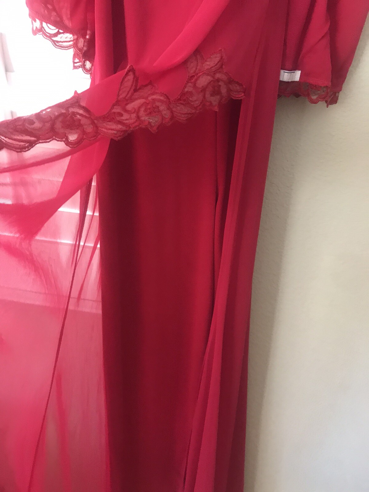JEWEL RED EVENING COCKTAIL STRAPPY DRESS PANT SUIT/WRAP SCARF MADE IN PARIS