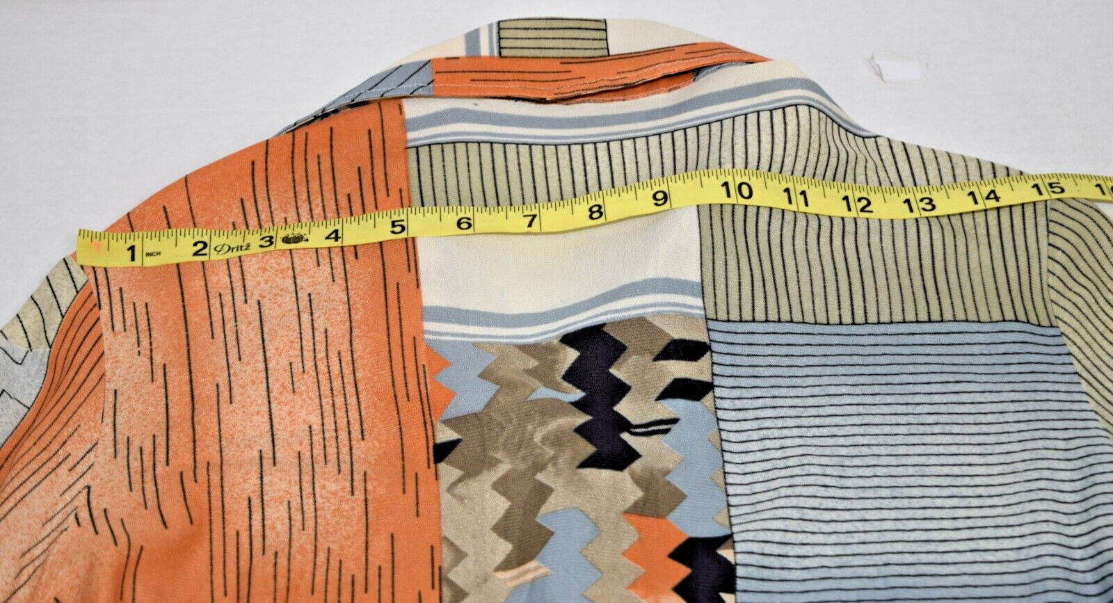VTG Lady Arrow Shirt Size S 60s Striped Collared Thin Poly Mod Orange Blue Taupe