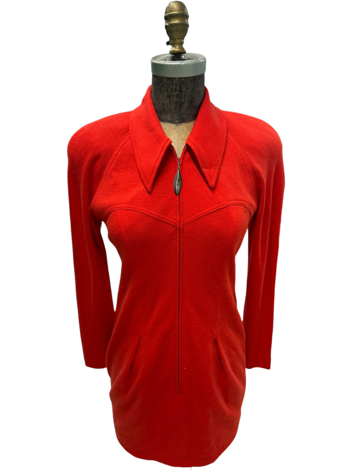 Vintage 80s Kathryn Dianos Short Red Wool Dress Sz 4